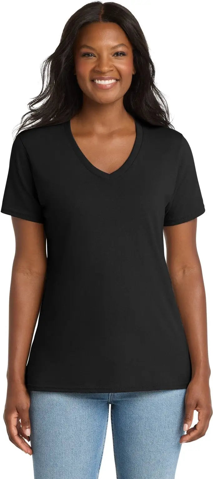 Port & Company Lpc54v co Women’s Core Cotton V-neck Tee - Jet Black