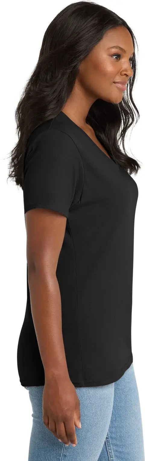 Port & Company Lpc54v co Women’s Core Cotton V-neck Tee - Jet Black