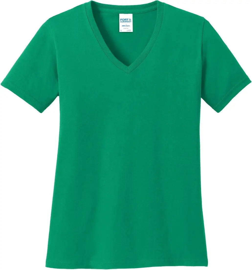 Port & Company Lpc54v co Women’s Core Cotton V-neck Tee - Kelly