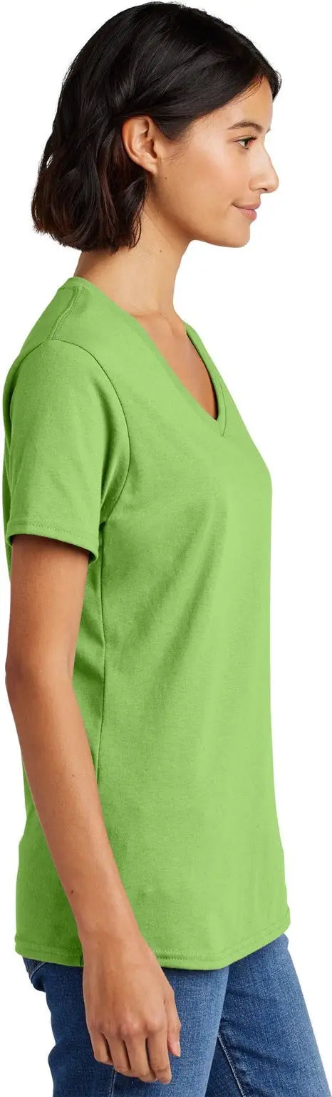 Port & Company Lpc54v co Women’s Core Cotton V-neck Tee - Lime