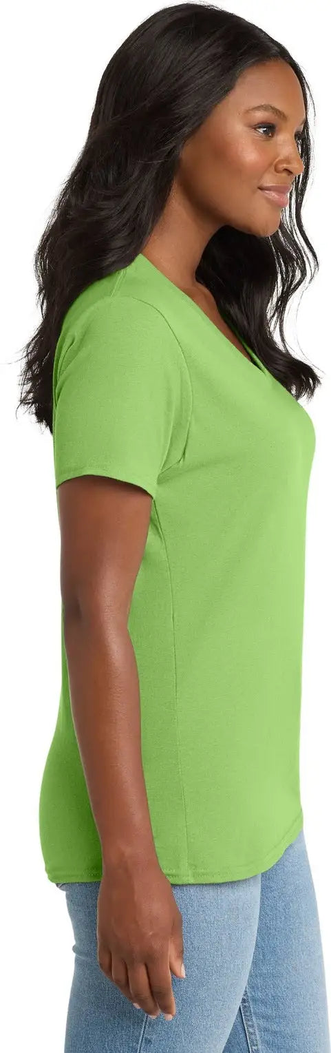 Port & Company Lpc54v co Women’s Core Cotton V-neck Tee - Lime