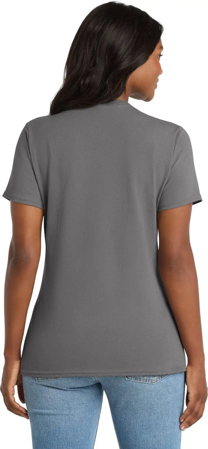 Port & Company Lpc54v co Women’s Core Cotton V-neck Tee - Medium Gray