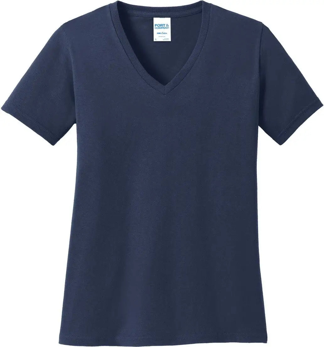 Port & Company Lpc54v co Women’s Core Cotton V-neck Tee - Navy