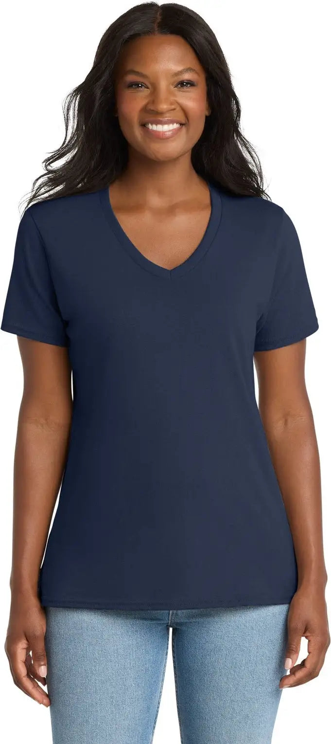 Port & Company Lpc54v co Women’s Core Cotton V-neck Tee - Navy