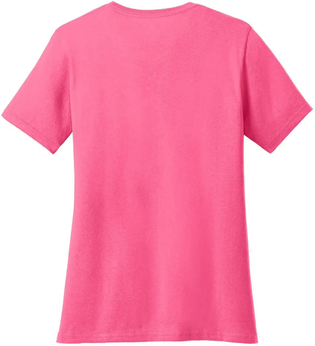 Port & Company Lpc54v co Women’s Core Cotton V-neck Tee - Neon Pink