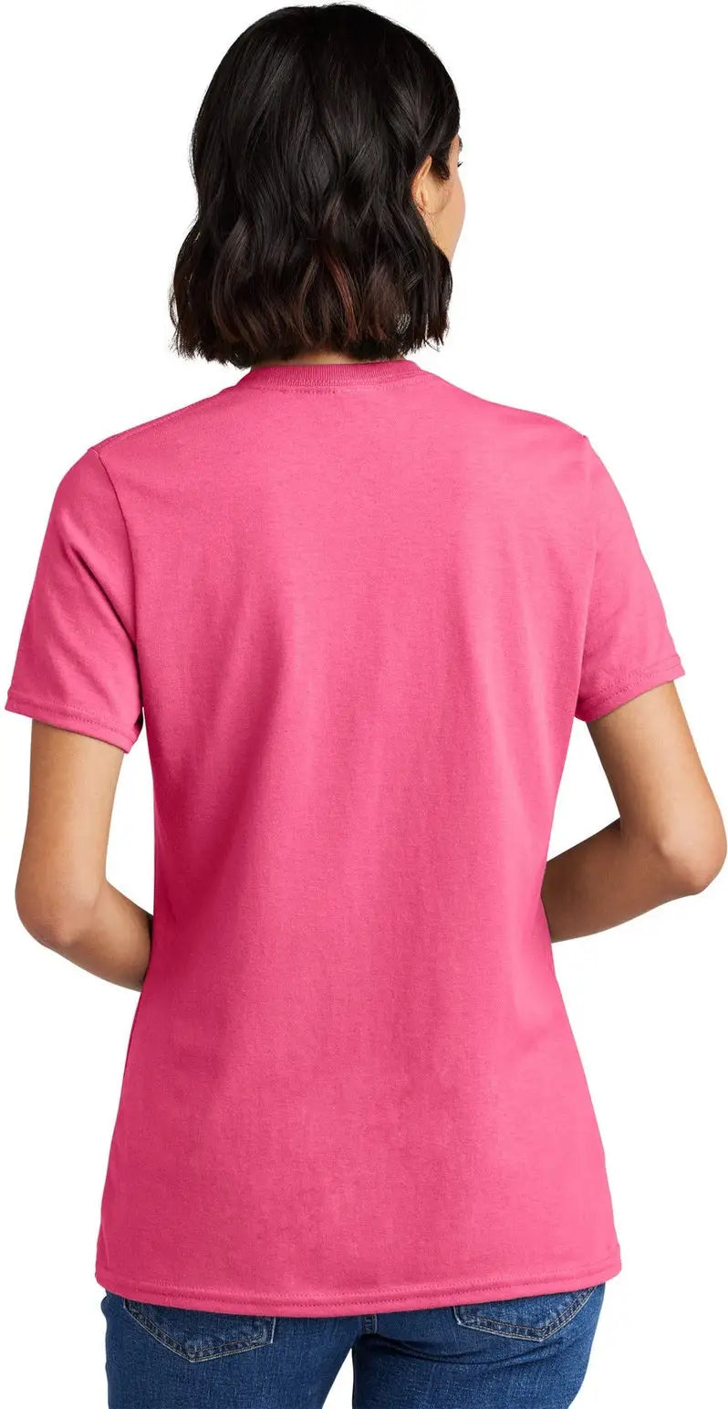 Port & Company Lpc54v co Women’s Core Cotton V-neck Tee - Neon Pink