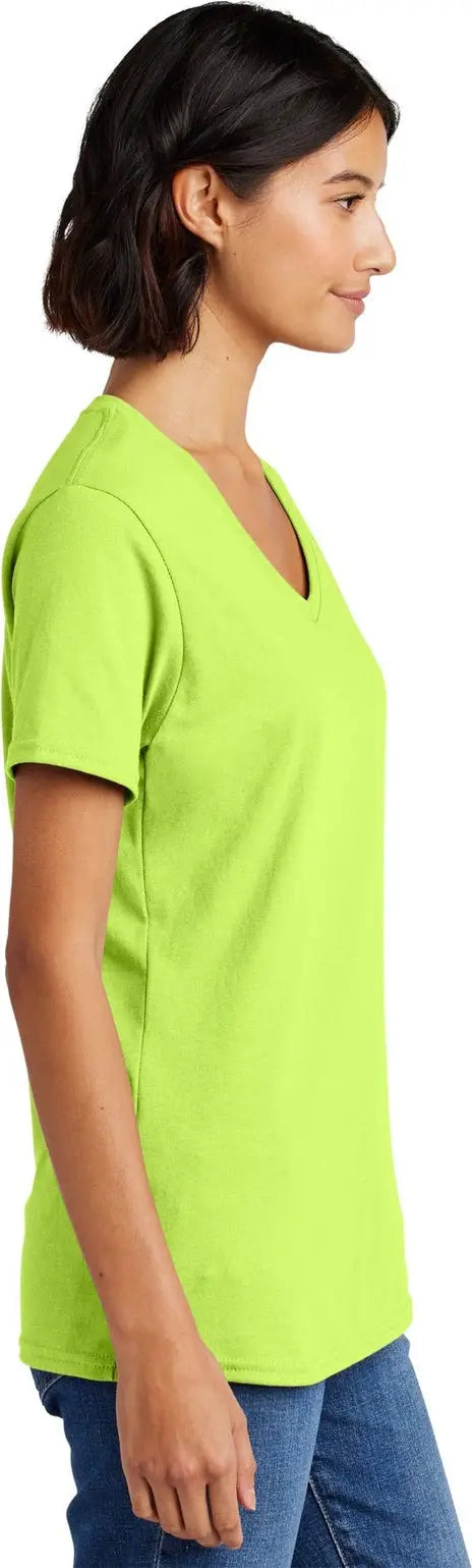 Port & Company Lpc54v co Women’s Core Cotton V-neck Tee - Neon Yellow