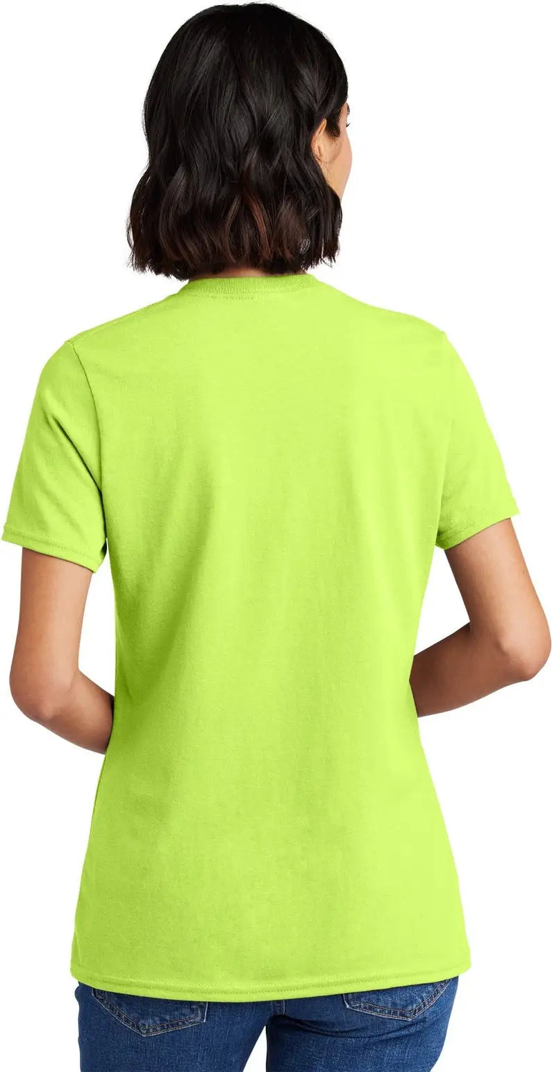 Port & Company Lpc54v co Women’s Core Cotton V-neck Tee - Neon Yellow