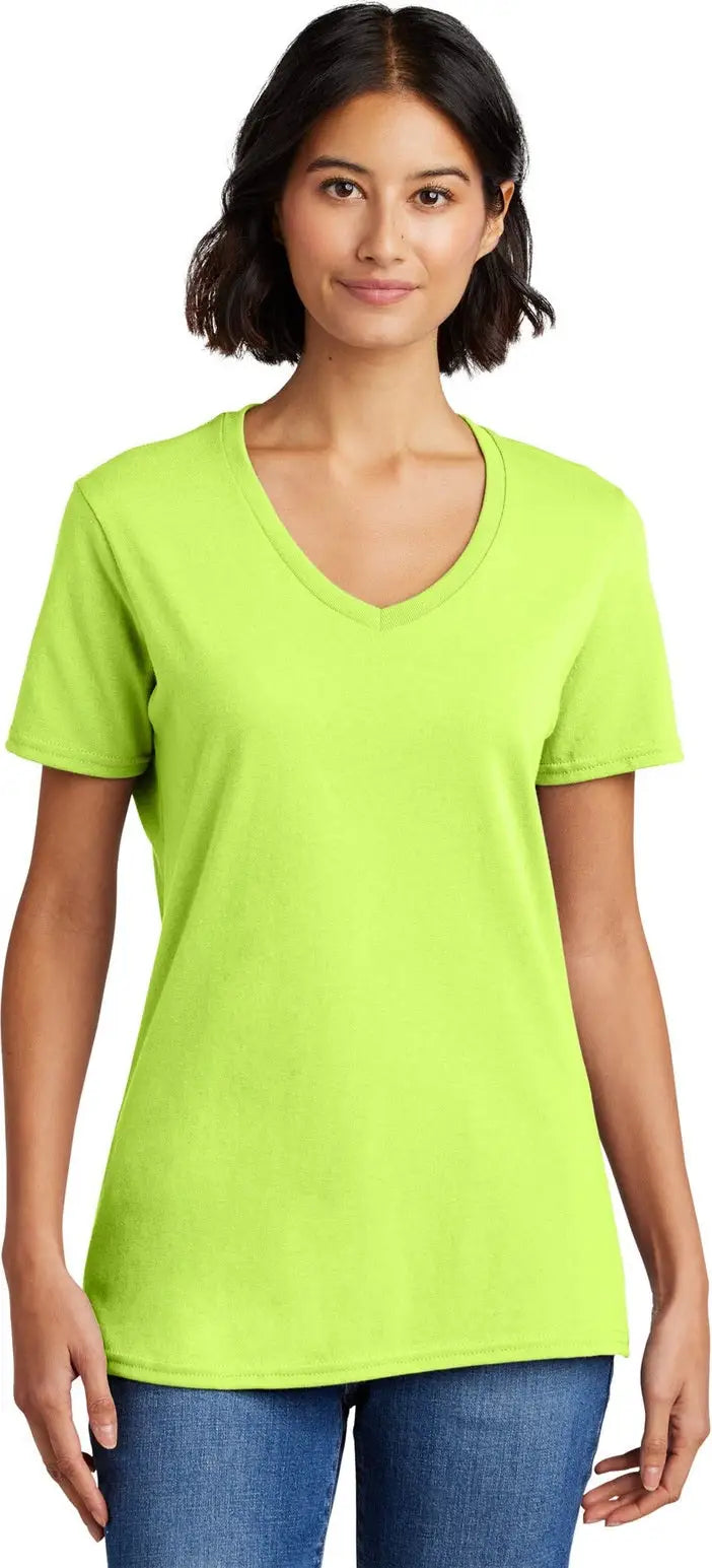 Port & Company Lpc54v co Women’s Core Cotton V-neck Tee - Neon Yellow