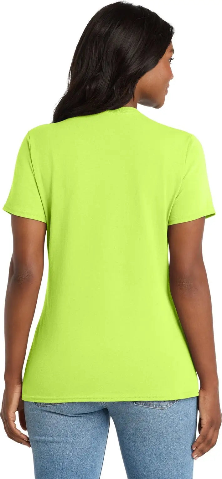 Port & Company Lpc54v co Women’s Core Cotton V-neck Tee - Neon Yellow