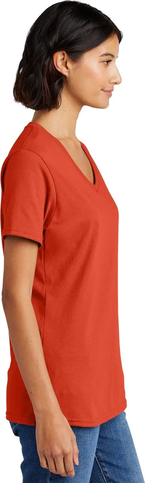 Port & Company Lpc54v co Women’s Core Cotton V-neck Tee - Orange