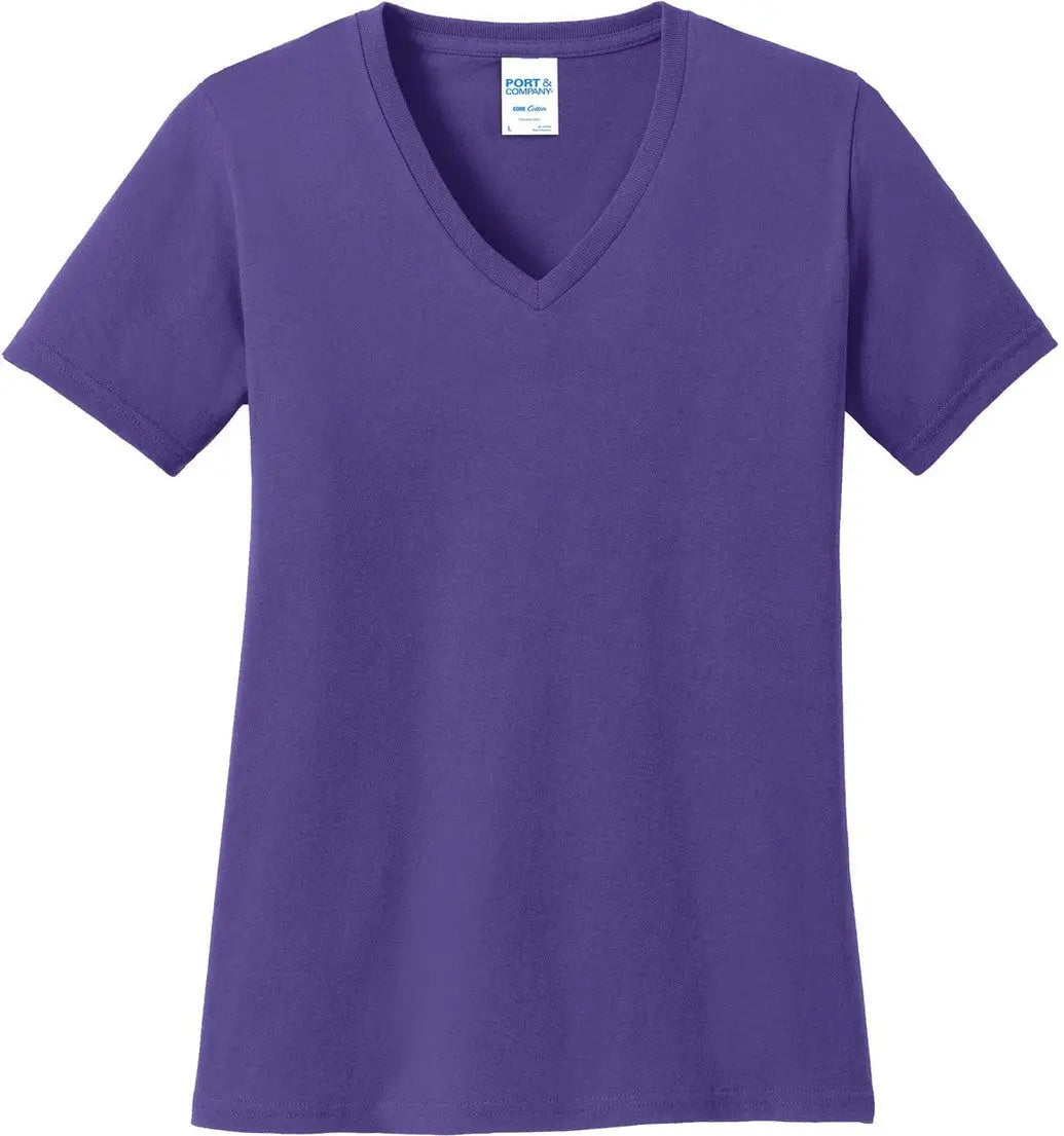 Port & Company Lpc54v co Women’s Core Cotton V-neck Tee - Purple - Ladies Xs