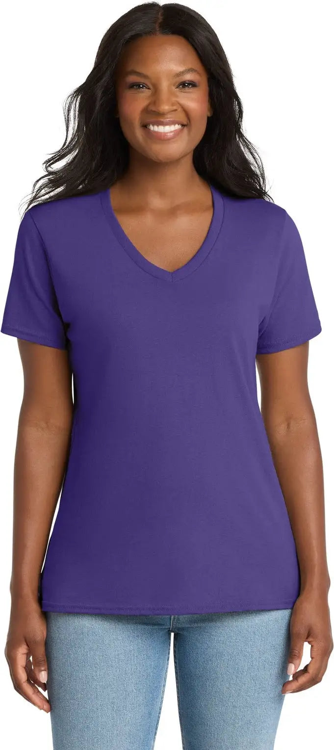 Port & Company Lpc54v co Women’s Core Cotton V-neck Tee - Purple