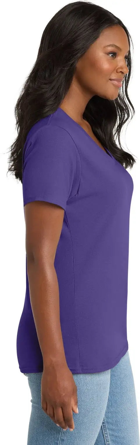 Port & Company Lpc54v co Women’s Core Cotton V-neck Tee - Purple