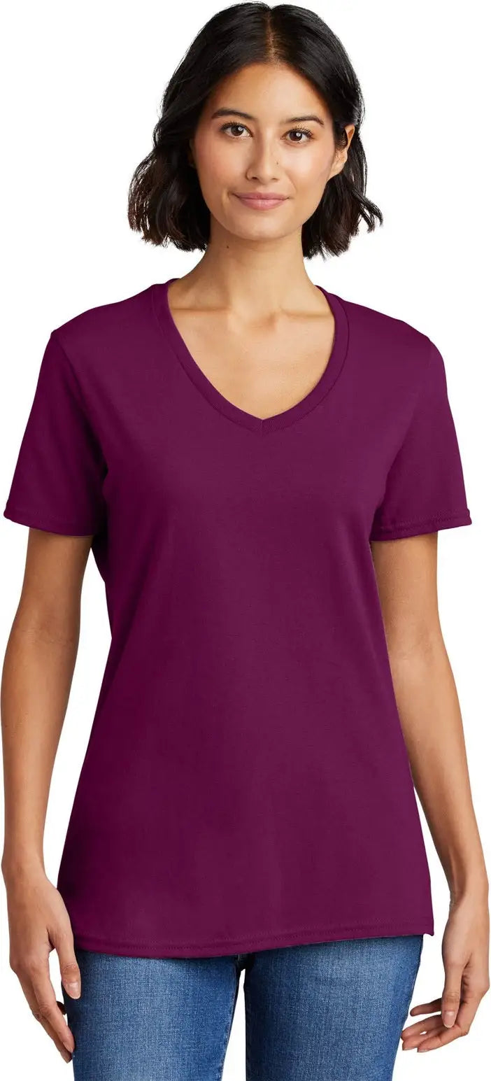Port & Company Lpc54v co Women’s Core Cotton V-neck Tee - Raspberry