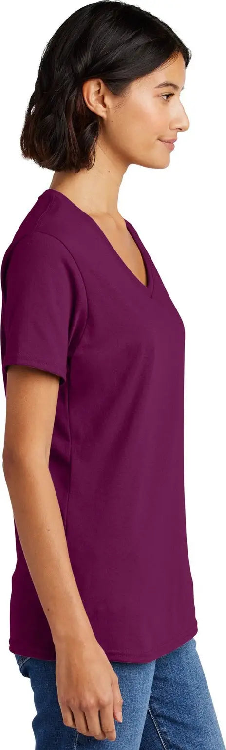 Port & Company Lpc54v co Women’s Core Cotton V-neck Tee - Raspberry