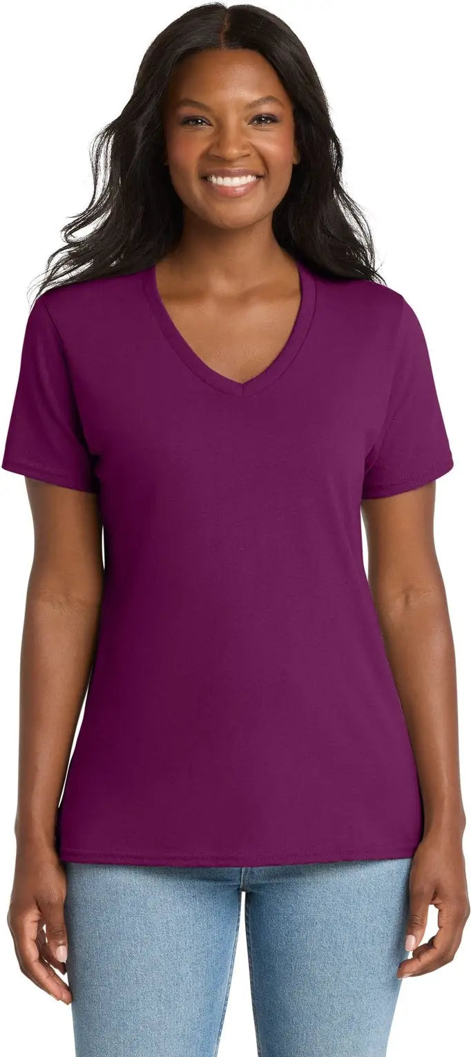 Port & Company Lpc54v co Women’s Core Cotton V-neck Tee - Raspberry