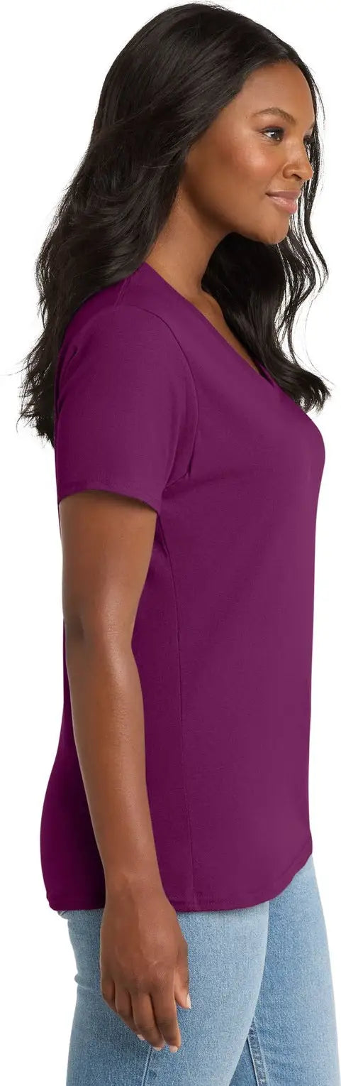 Port & Company Lpc54v co Women’s Core Cotton V-neck Tee - Raspberry