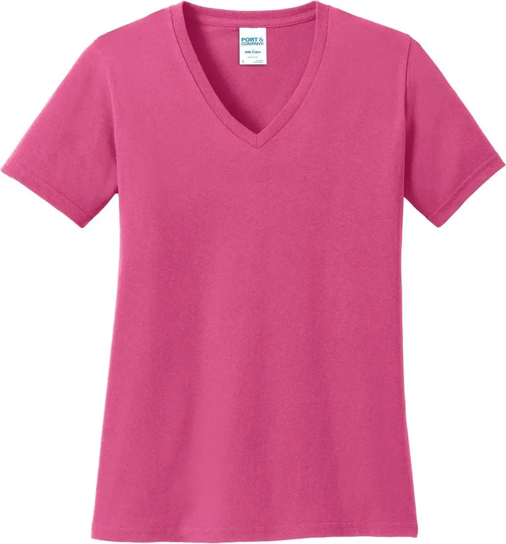 Port & Company Lpc54v co Women’s Core Cotton V-neck Tee - Sangria - Ladies Xs