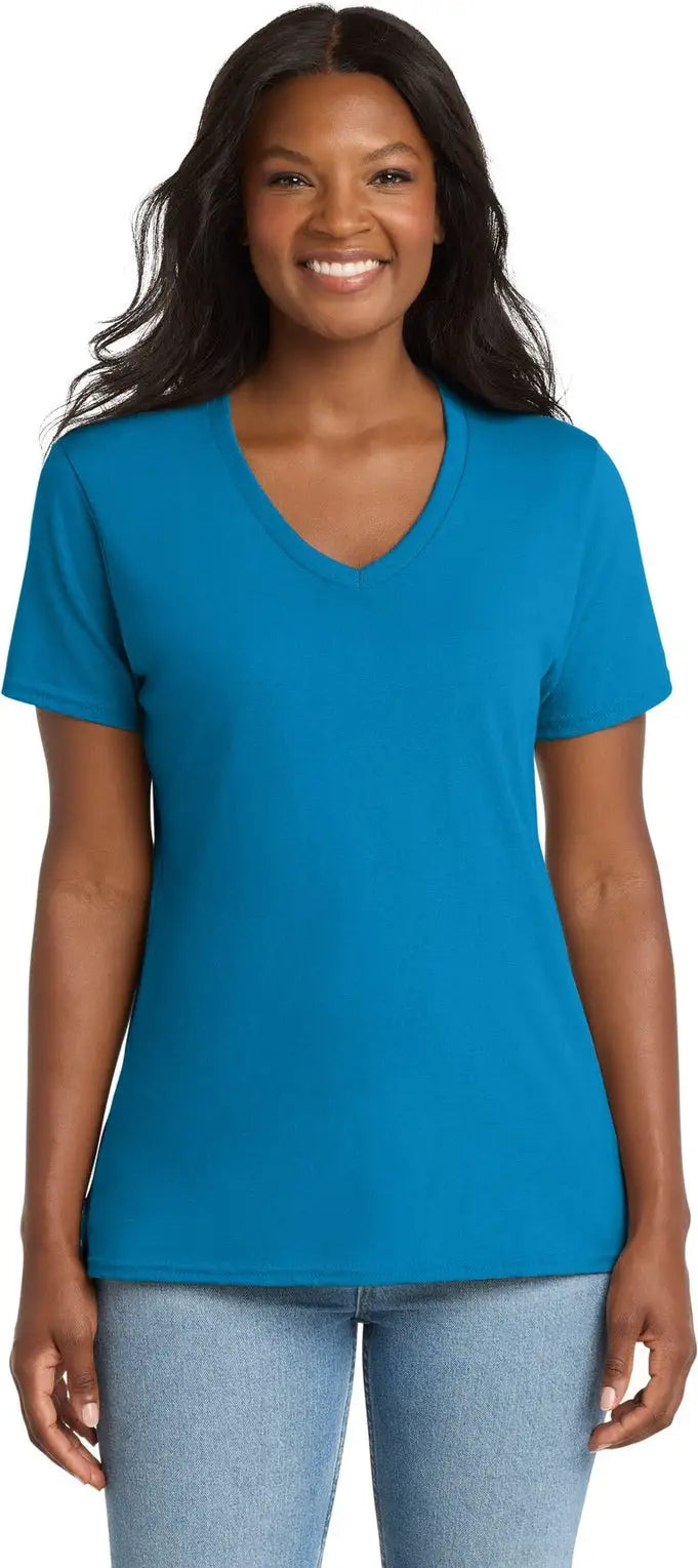 Port & Company Lpc54v co Women’s Core Cotton V-neck Tee - Sapphire