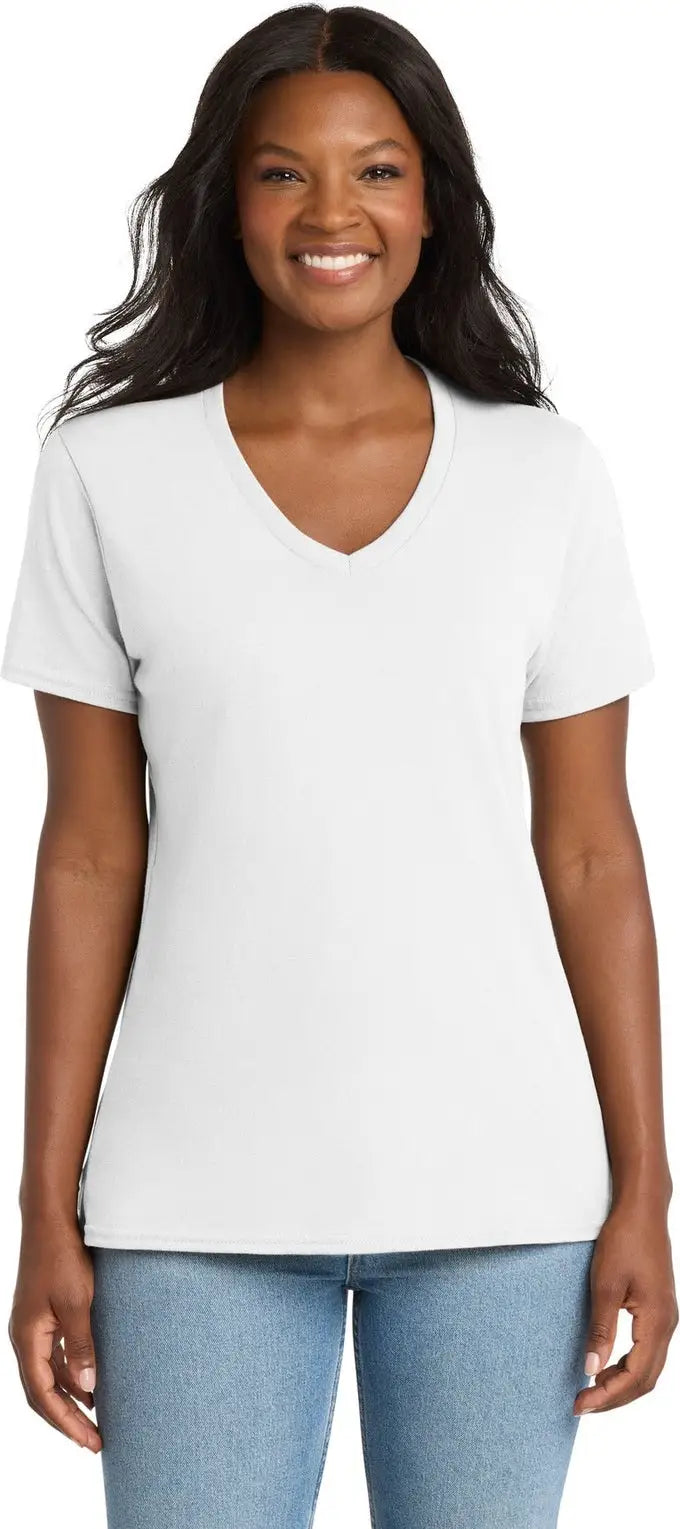 Port & Company Lpc54v co Women’s Core Cotton V-neck Tee - White