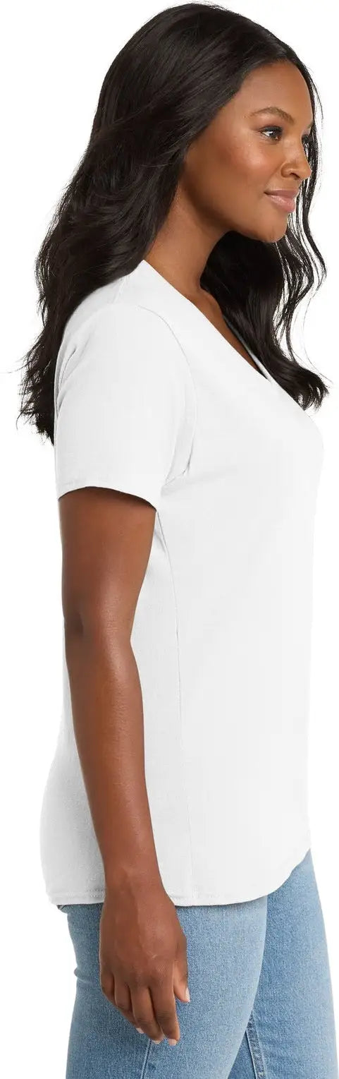 Port & Company Lpc54v co Women’s Core Cotton V-neck Tee - White