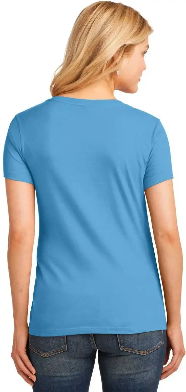 Port &amp; Company Lpc54v Ladies Core Cotton V-neck Tee - Aquatic Blue