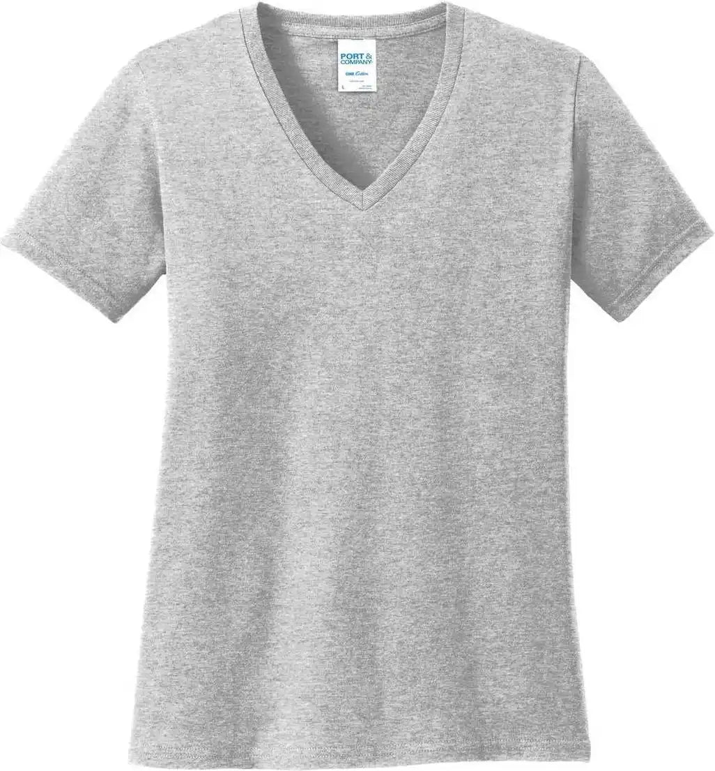 Port &amp; Company Lpc54v Ladies Core Cotton v Neck Tee Ash