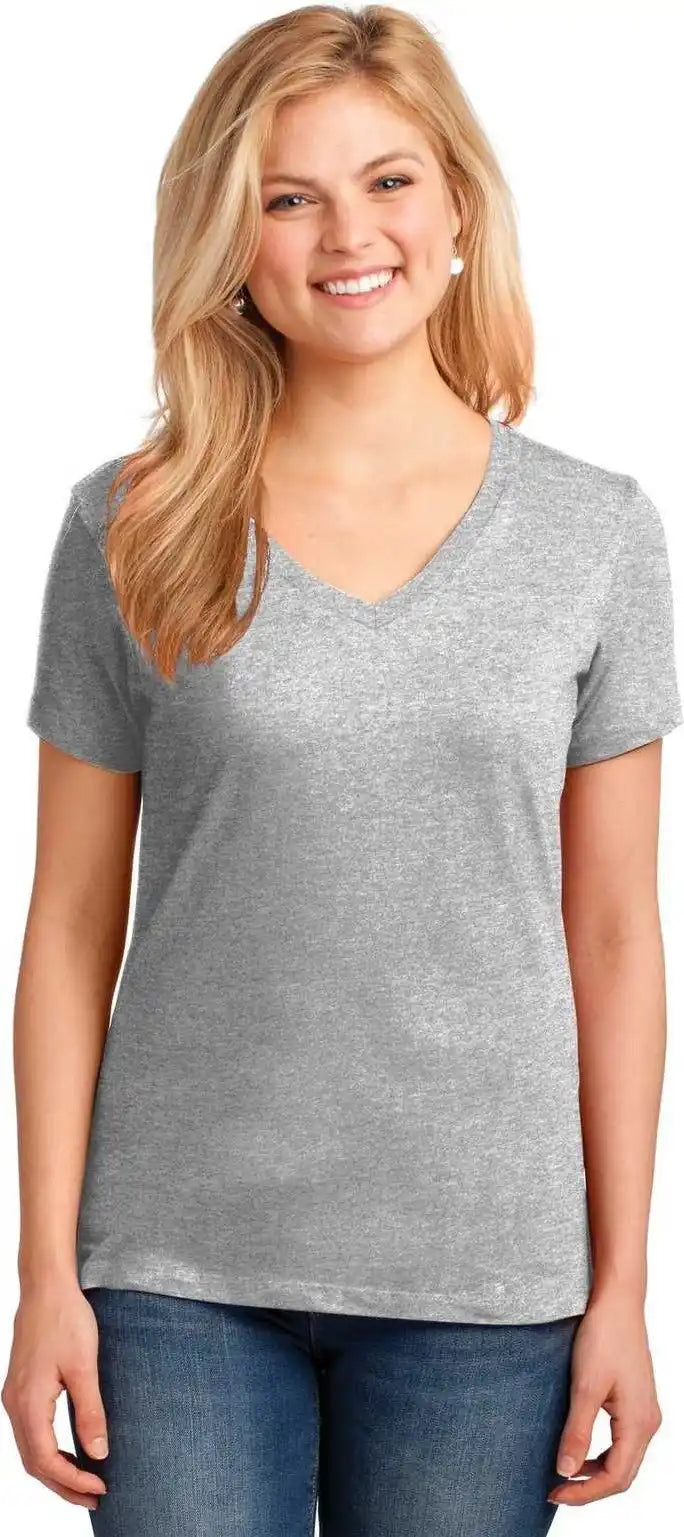 Port &amp; Company Lpc54v Ladies Core Cotton v Neck Tee Ash