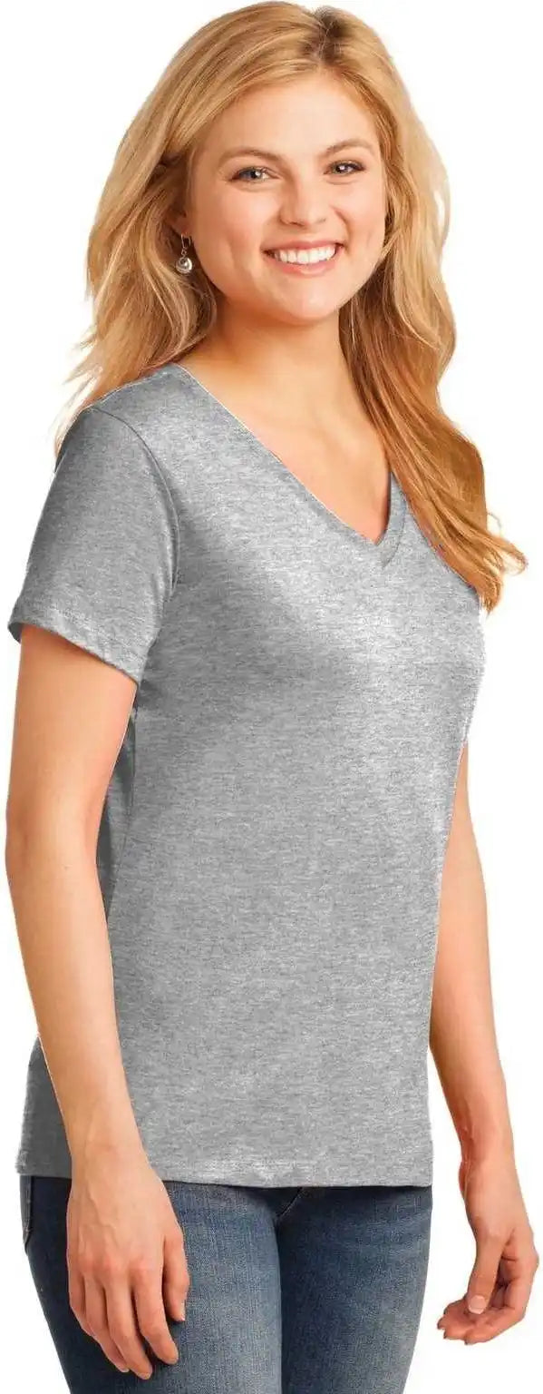 Port &amp; Company Lpc54v Ladies Core Cotton v Neck Tee Ash