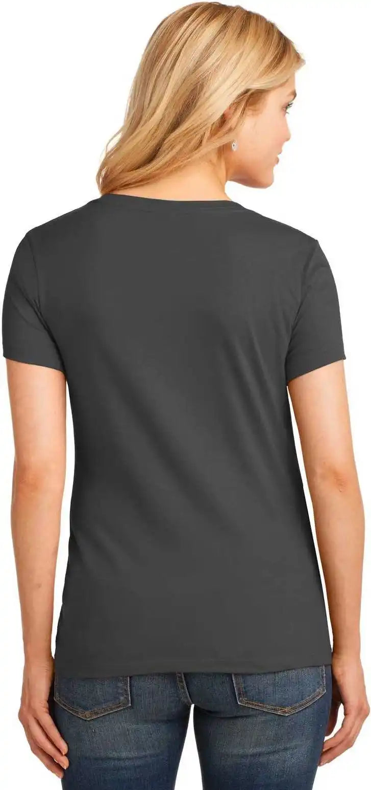 Port &amp; Company Lpc54v Ladies Core Cotton v Neck Tee Charcoal