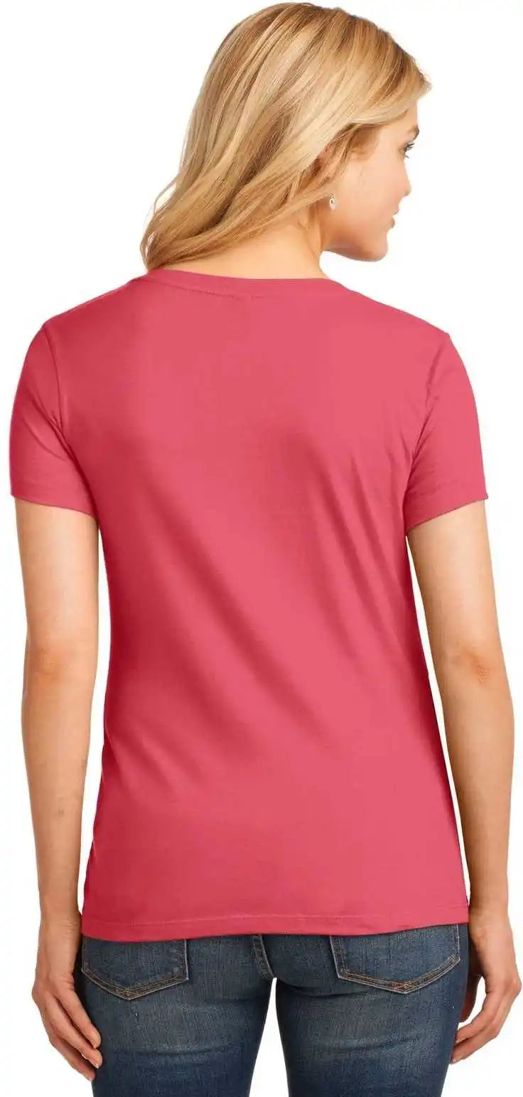 Port & Company Lpc54v Ladies Core Cotton V-neck Tee - Coral