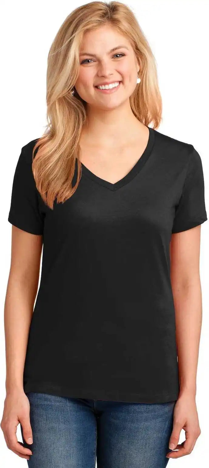 Port &amp; Company Lpc54v Ladies Core Cotton v Neck Tee Jet Black