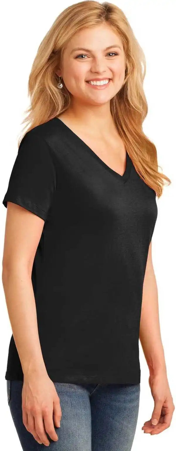 Port &amp; Company Lpc54v Ladies Core Cotton v Neck Tee Jet Black
