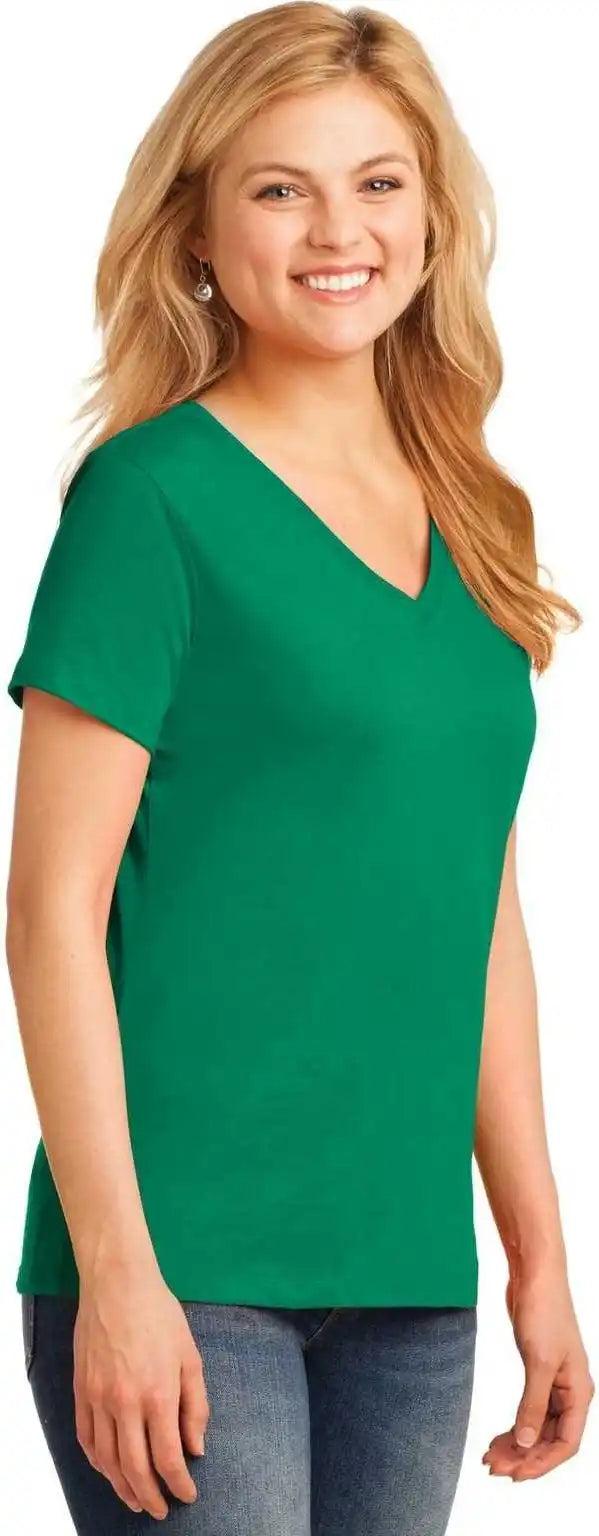 Port &amp; Company Lpc54v Ladies Core Cotton v Neck Tee Kelly