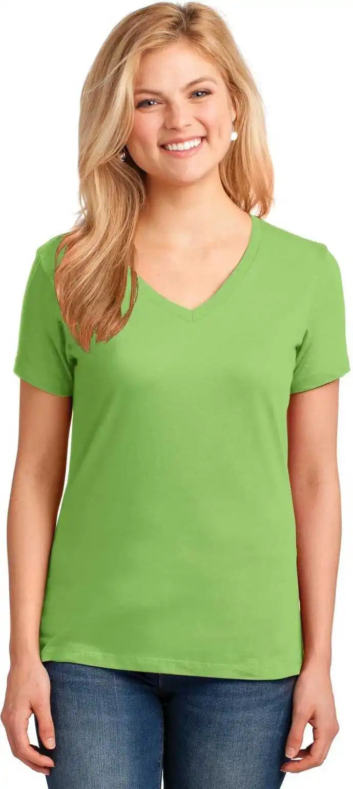 Port & Company Lpc54v Ladies Core Cotton V-neck Tee - Lime