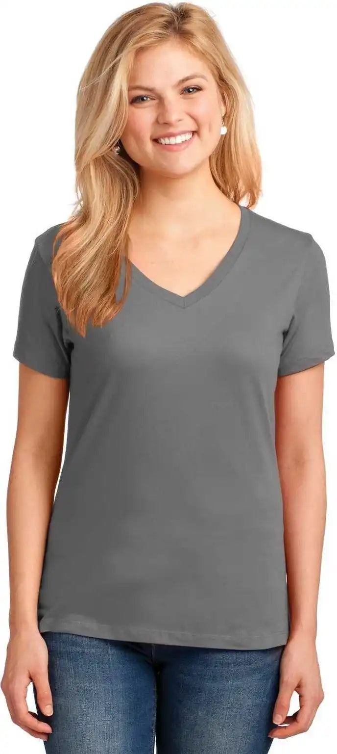Port & Company Lpc54v Ladies Core Cotton v Neck Tee Medium Gray
