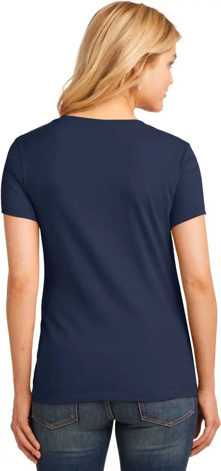 Port & Company Lpc54v Ladies Core Cotton v Neck Tee Navy