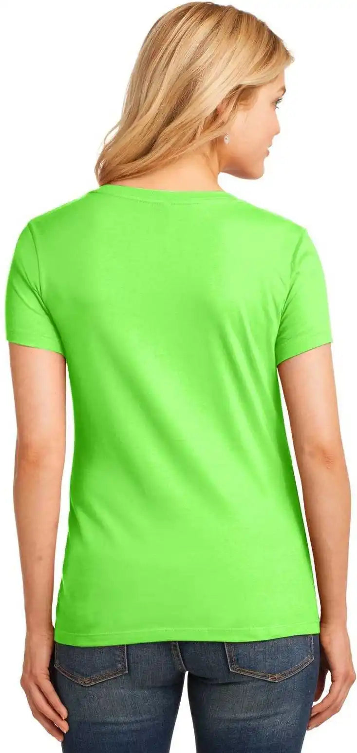 Port & Company Lpc54v Ladies Core Cotton V-neck Tee - Neon Green