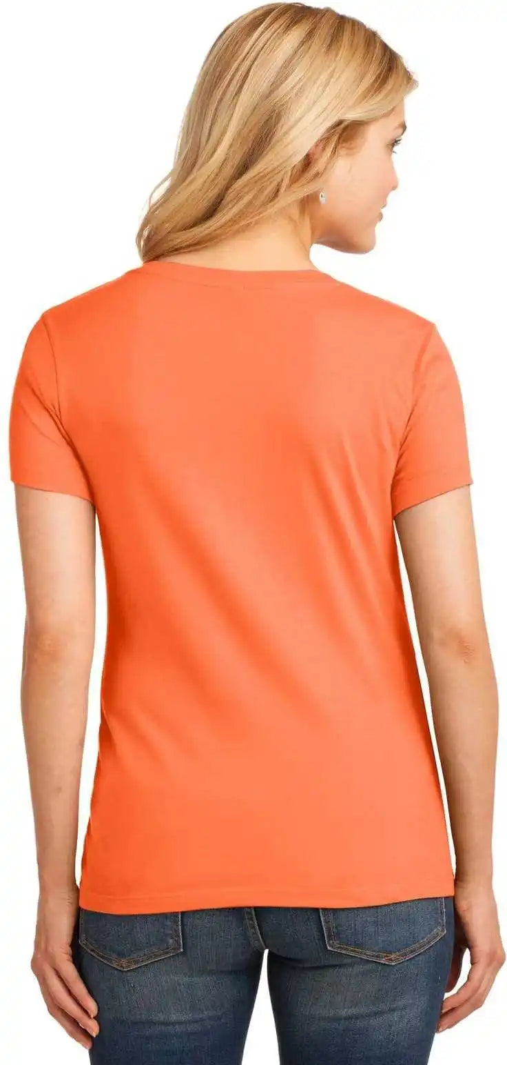 Port &amp; Company Lpc54v Ladies Core Cotton v Neck Tee Neon Orange