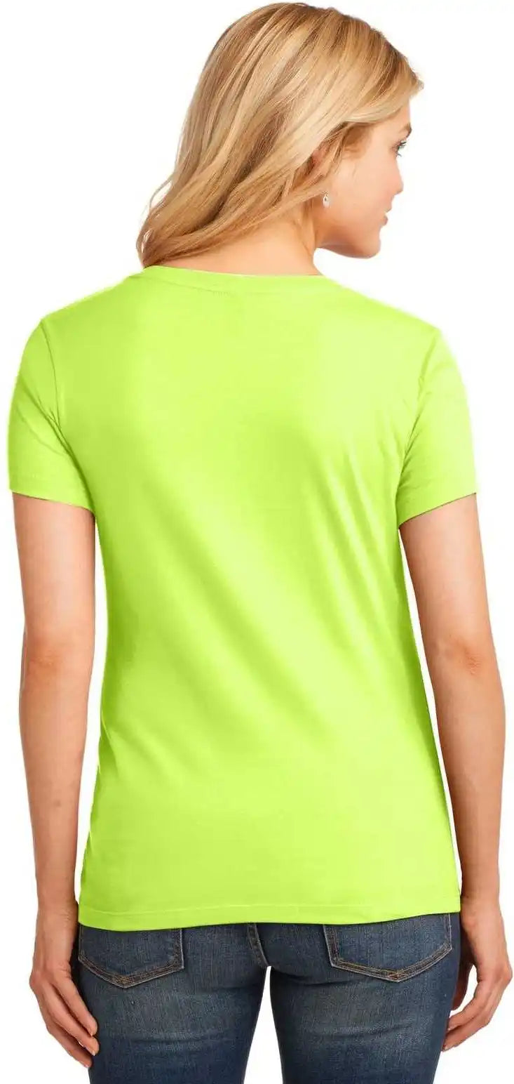 Port &amp; Company Lpc54v Ladies Core Cotton V-neck Tee - Neon Yellow