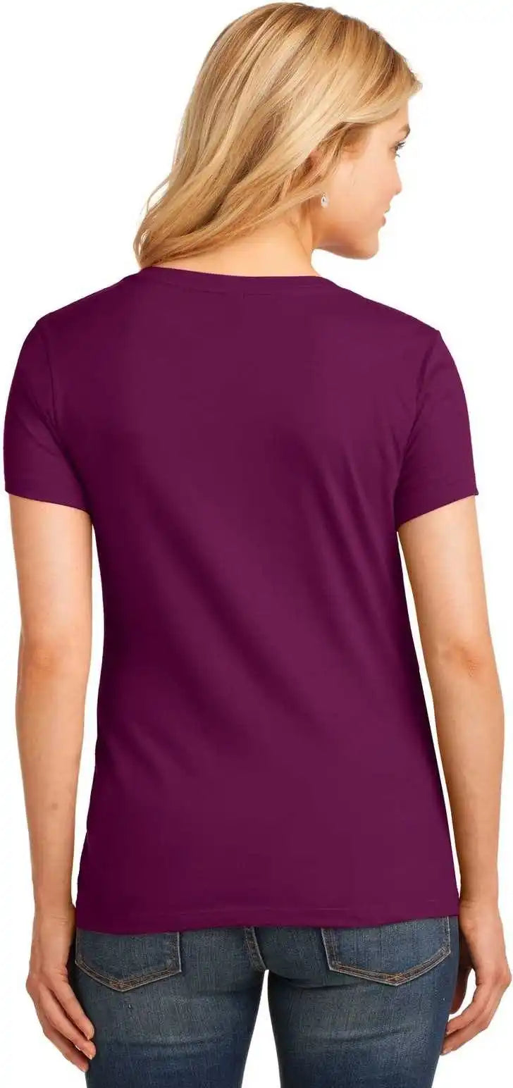 Port &amp; Company Lpc54v Ladies Core Cotton v Neck Tee Raspberry