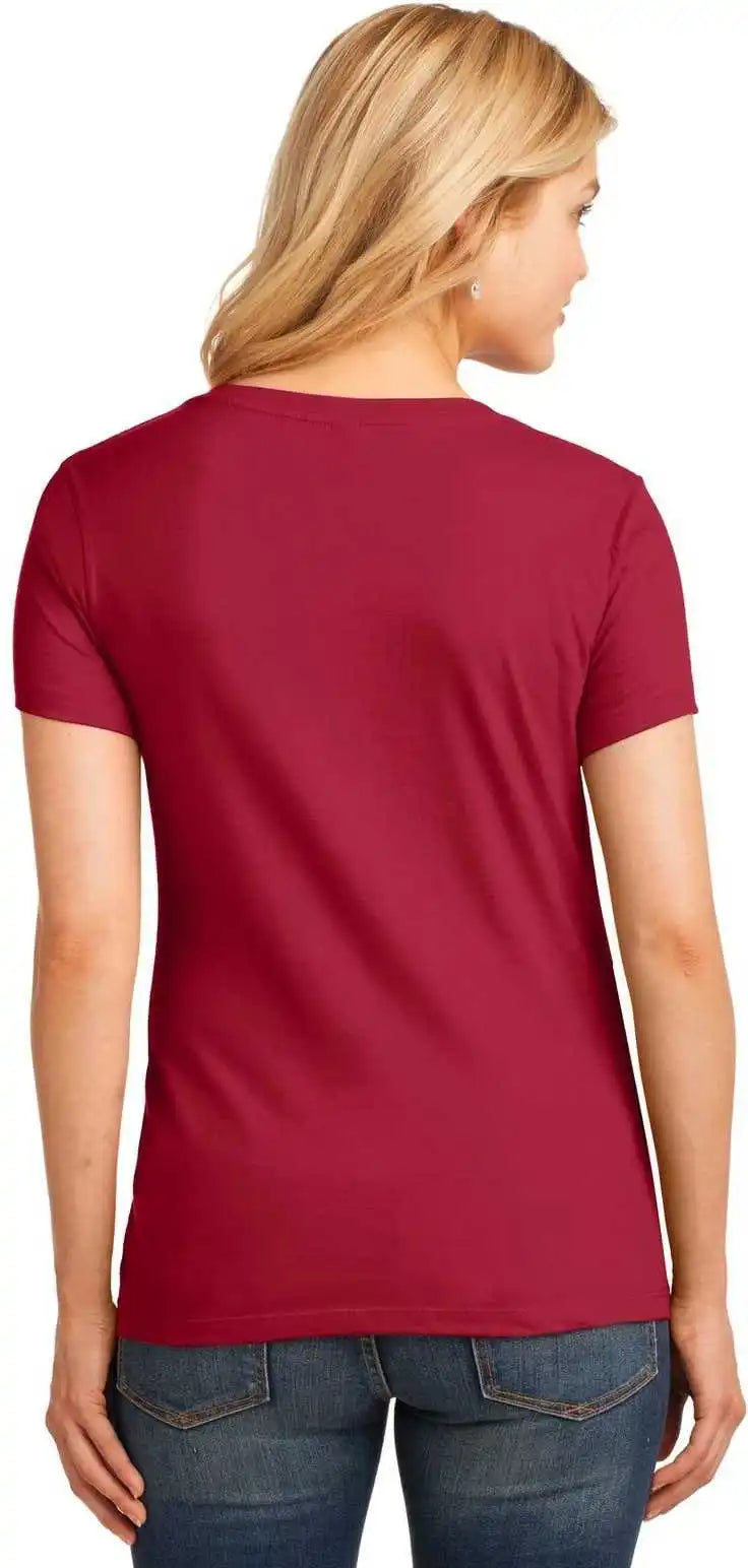 Port & Company Lpc54v Ladies Core Cotton v Neck Tee Red