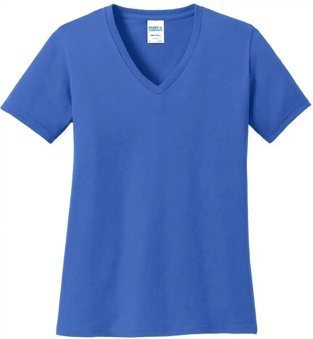 Port & Company Lpc54v Ladies Core Cotton V-neck Tee - Royal