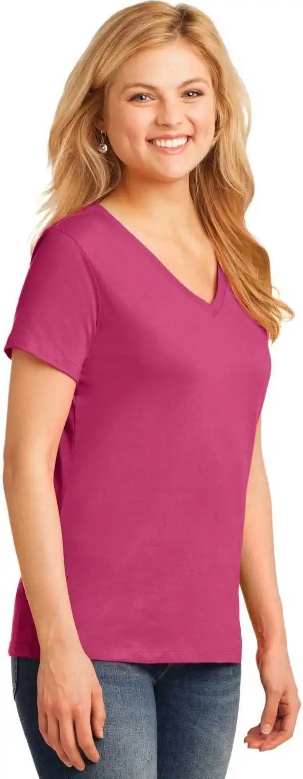 Port & Company Lpc54v Ladies Core Cotton V-neck Tee - Sangria