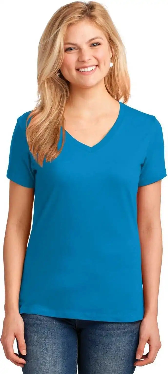 Port & Company Lpc54v Ladies Core Cotton V-neck Tee - Sapphire