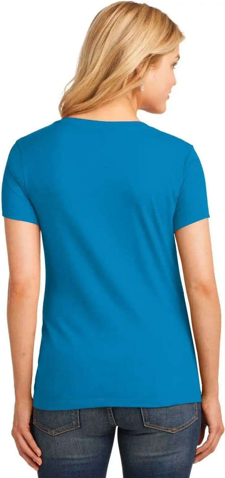 Port & Company Lpc54v Ladies Core Cotton V-neck Tee - Sapphire