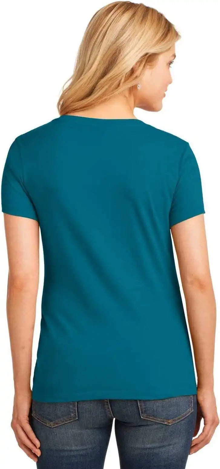 Port & Company Lpc54v Ladies Core Cotton V-neck Tee - Teal