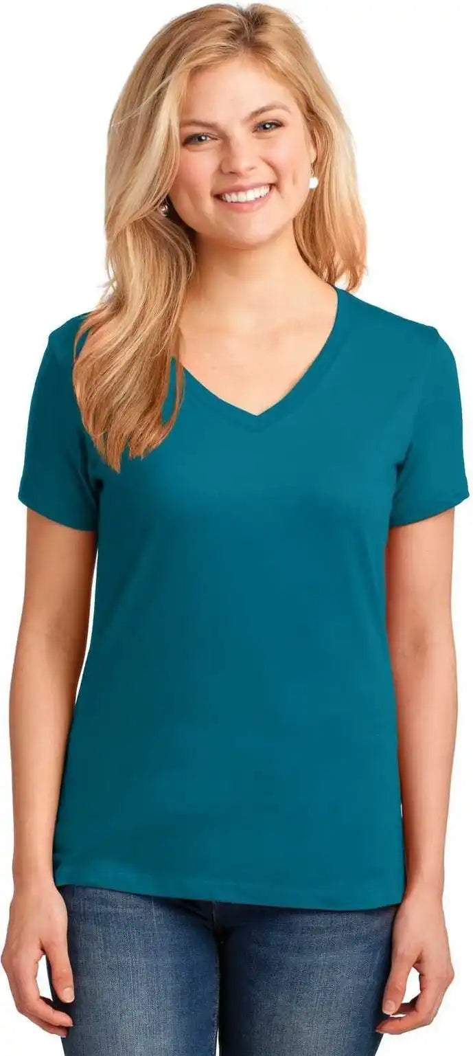 Port & Company Lpc54v Ladies Core Cotton V-neck Tee - Teal