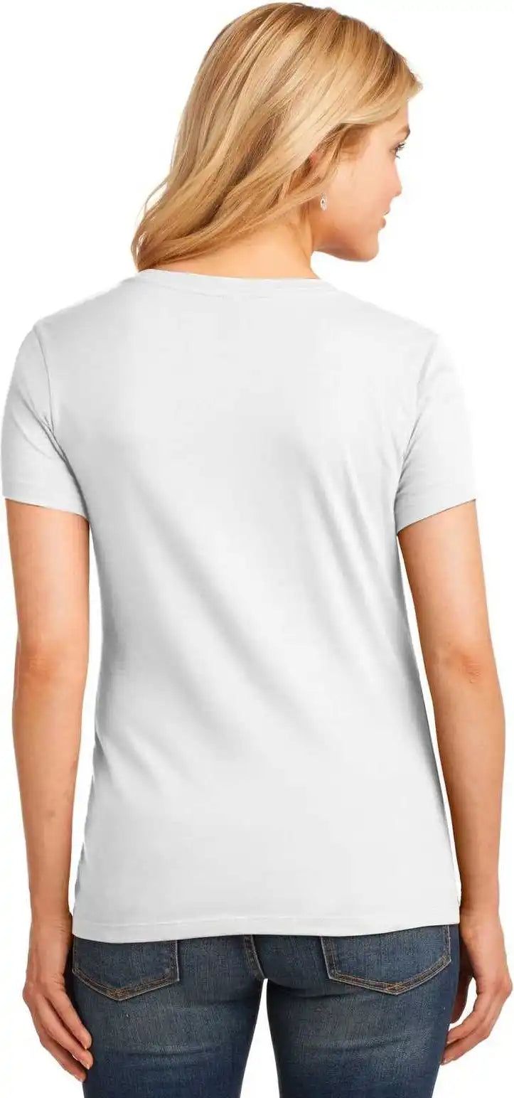 Port & Company Lpc54v Ladies Core Cotton v Neck Tee White